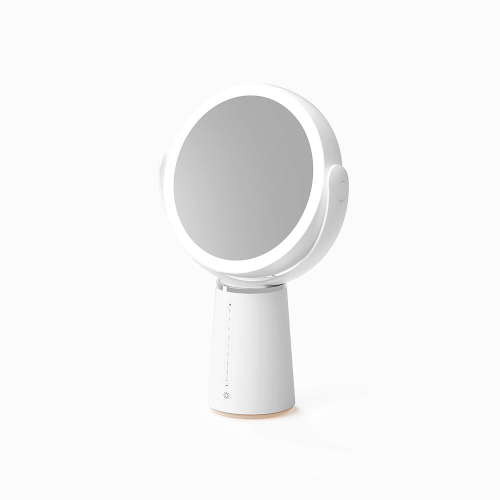 [무아스] 360도 회전 듀얼 5X 무선 LED 거울 메이크업 탁상용 조명거울